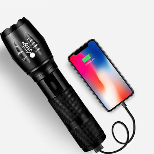 Potente linterna con powerbank recargable
